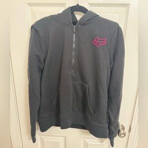 Fox Racing Women’s Zip-up Faux Fur Lined Hoodie Black Medium Y2K